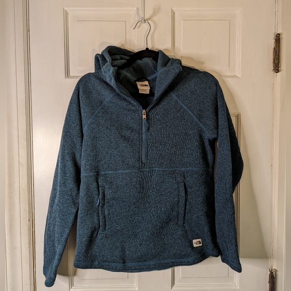 The North Face Tops - The North Face Crescent hood sweater quarter zip Mallard blue women shirt S GUC